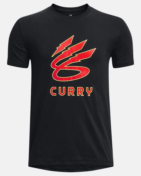 Boys' Curry Lightning Logo Short Sleeve, Black, pdpMainDesktop image number 0